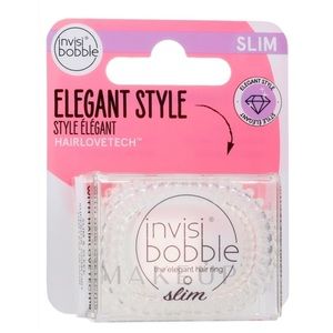 Invisibobble Elegant Style Slim - Crystal Clear Silver Hair TSA new in box